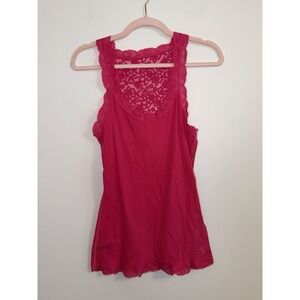 Vintage Abercrombie & Fitch Pink Lace Racerback Tank Top Cami Y2K Size L